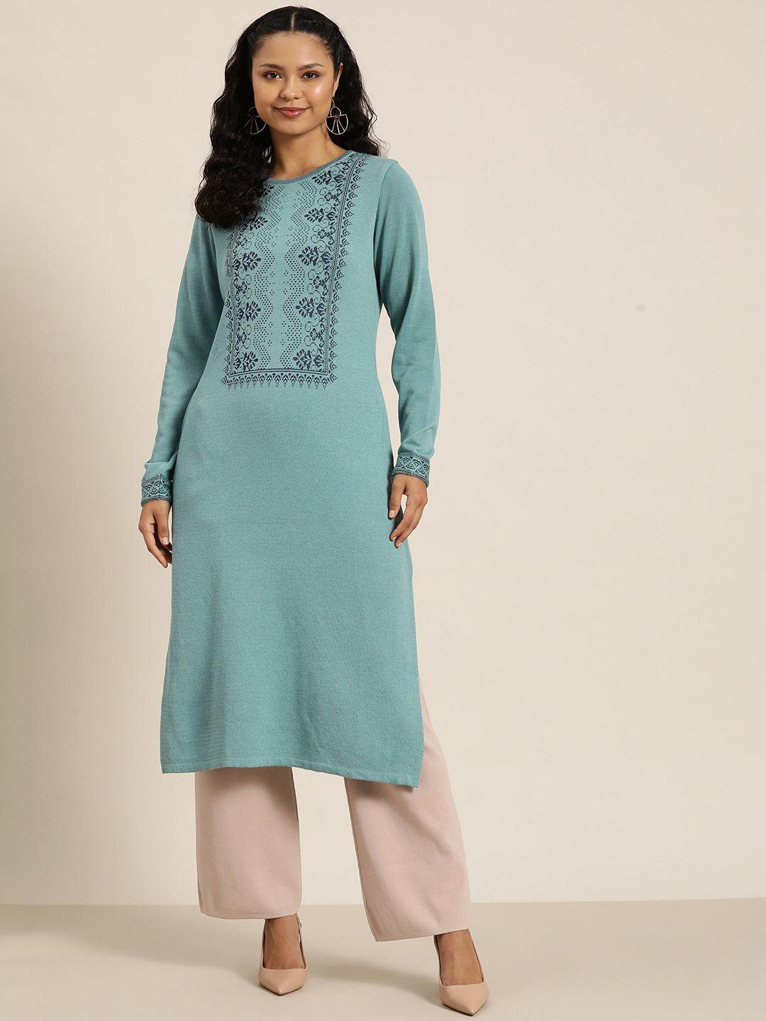 here&now women ethnic motifs winter kurta