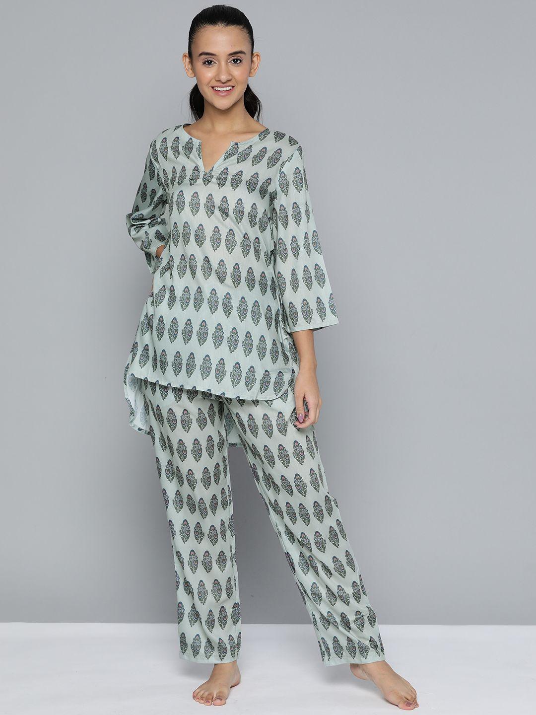 here&now women ethnic print pyjama set