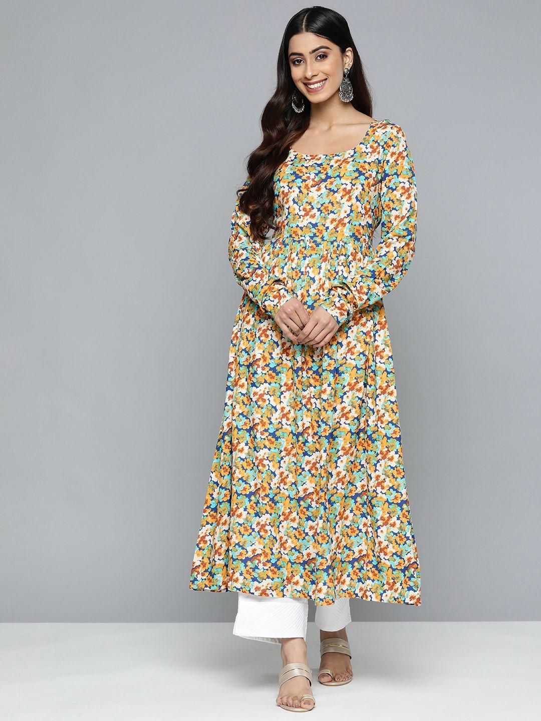 here&now women floral printed anarkali kurta