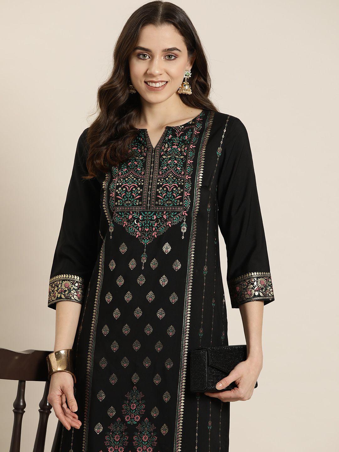 here&now women floral printed regular kurta with palazzos
