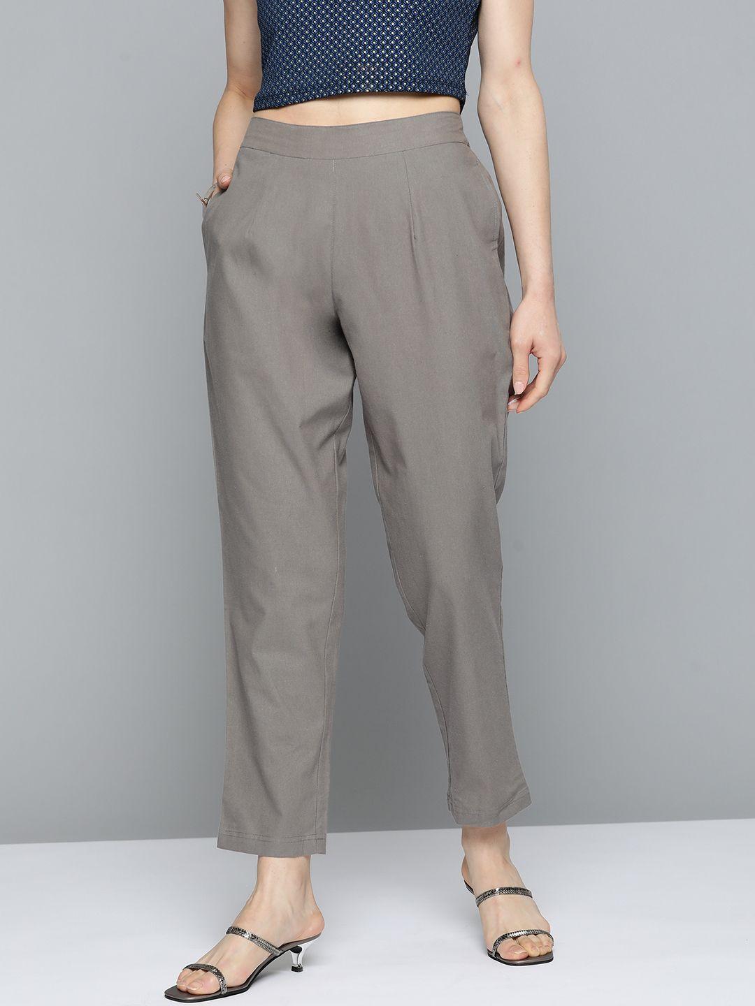 here&now women grey pleated trousers