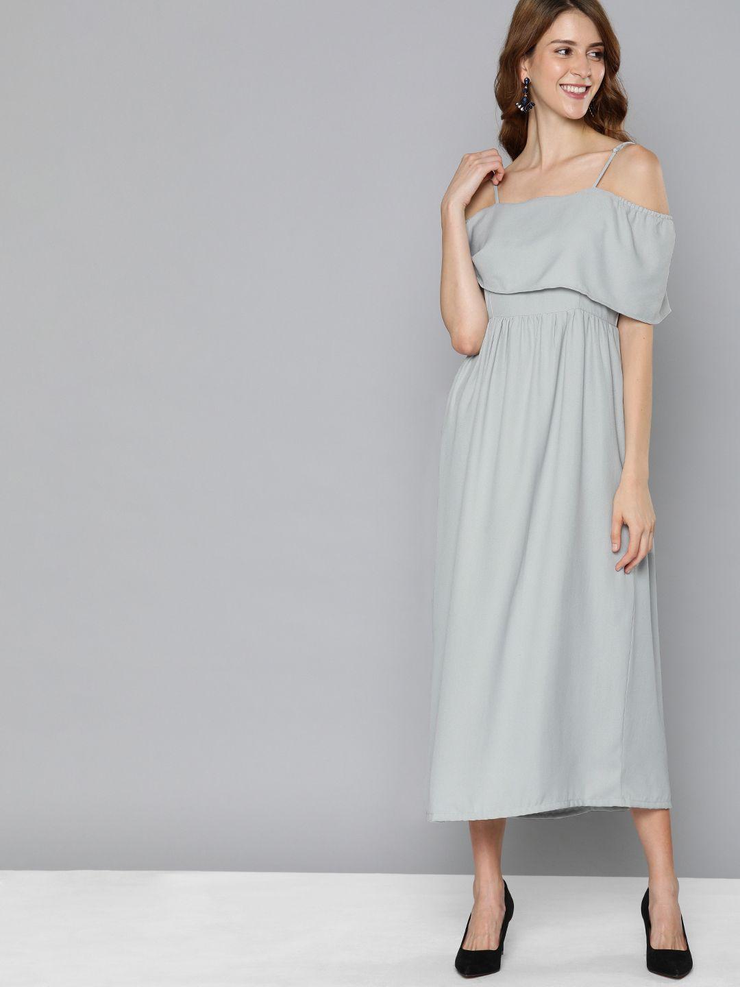here&now women grey solid a-line dress