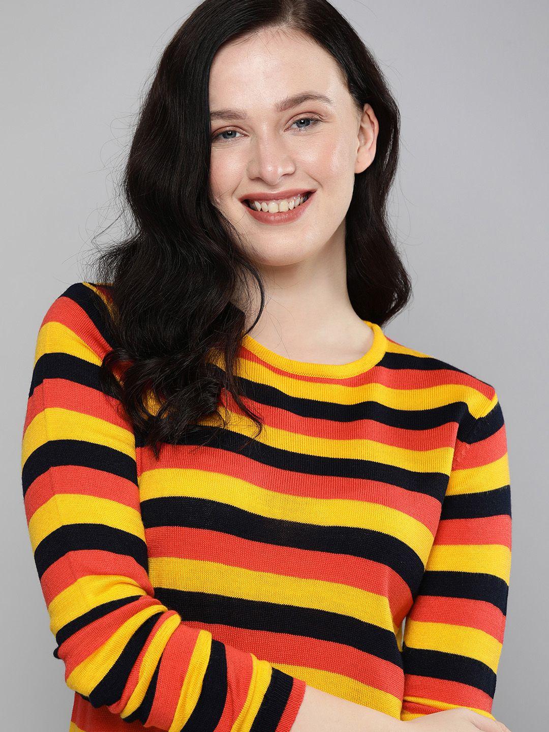 here&now women multicoloured striped pullover sweater