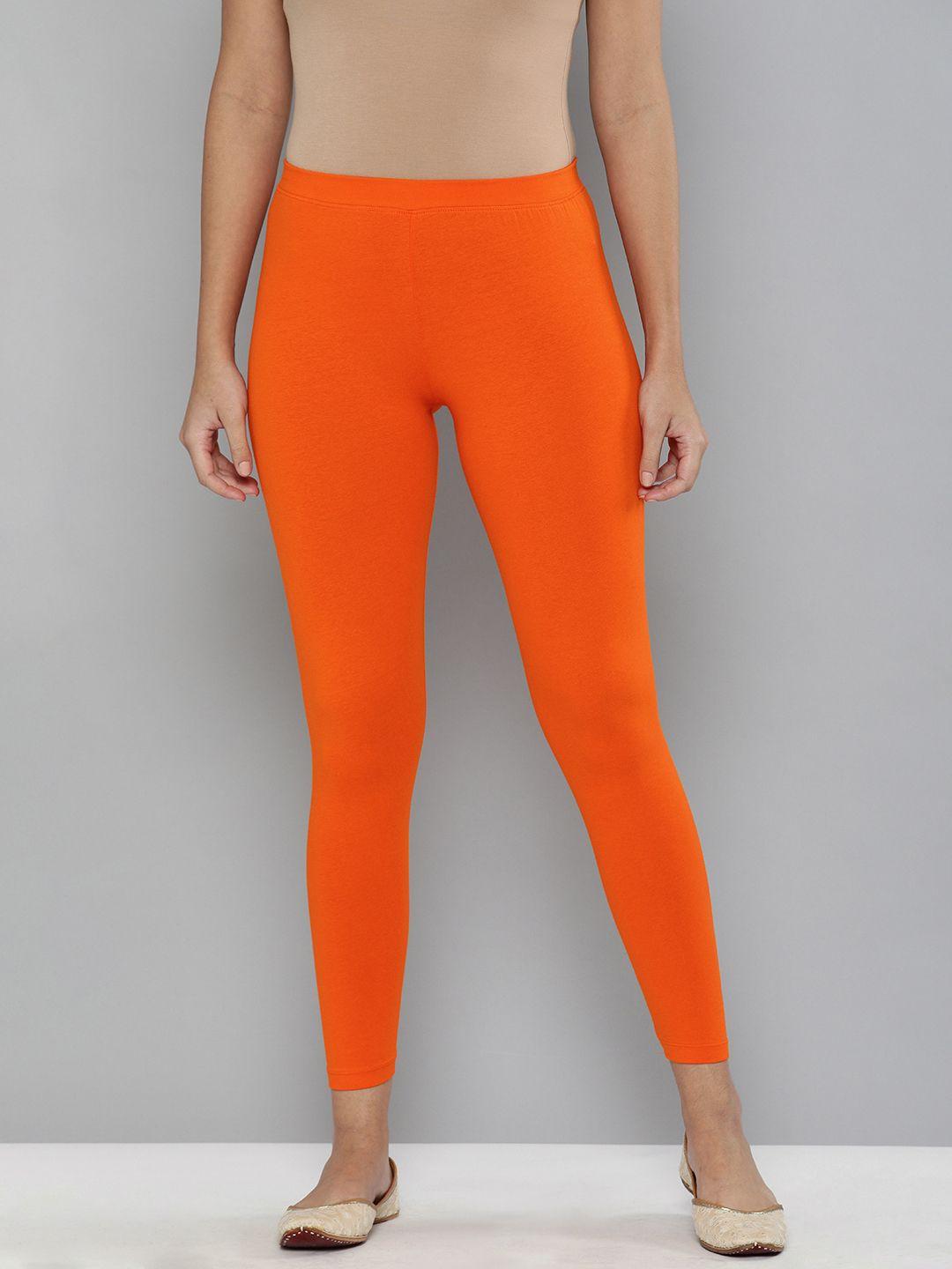 here&now women orange solid leggings