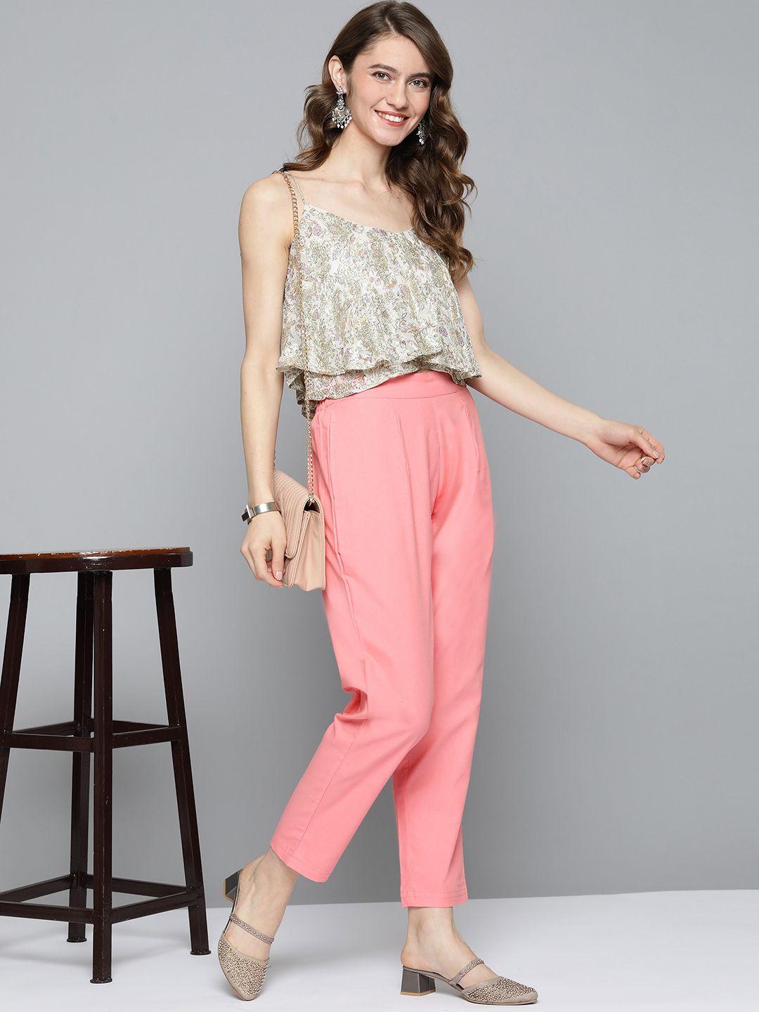 here&now women pink pleated trousers