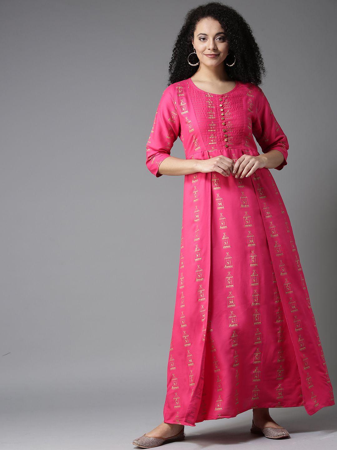 here&now women pink printed maxi dress