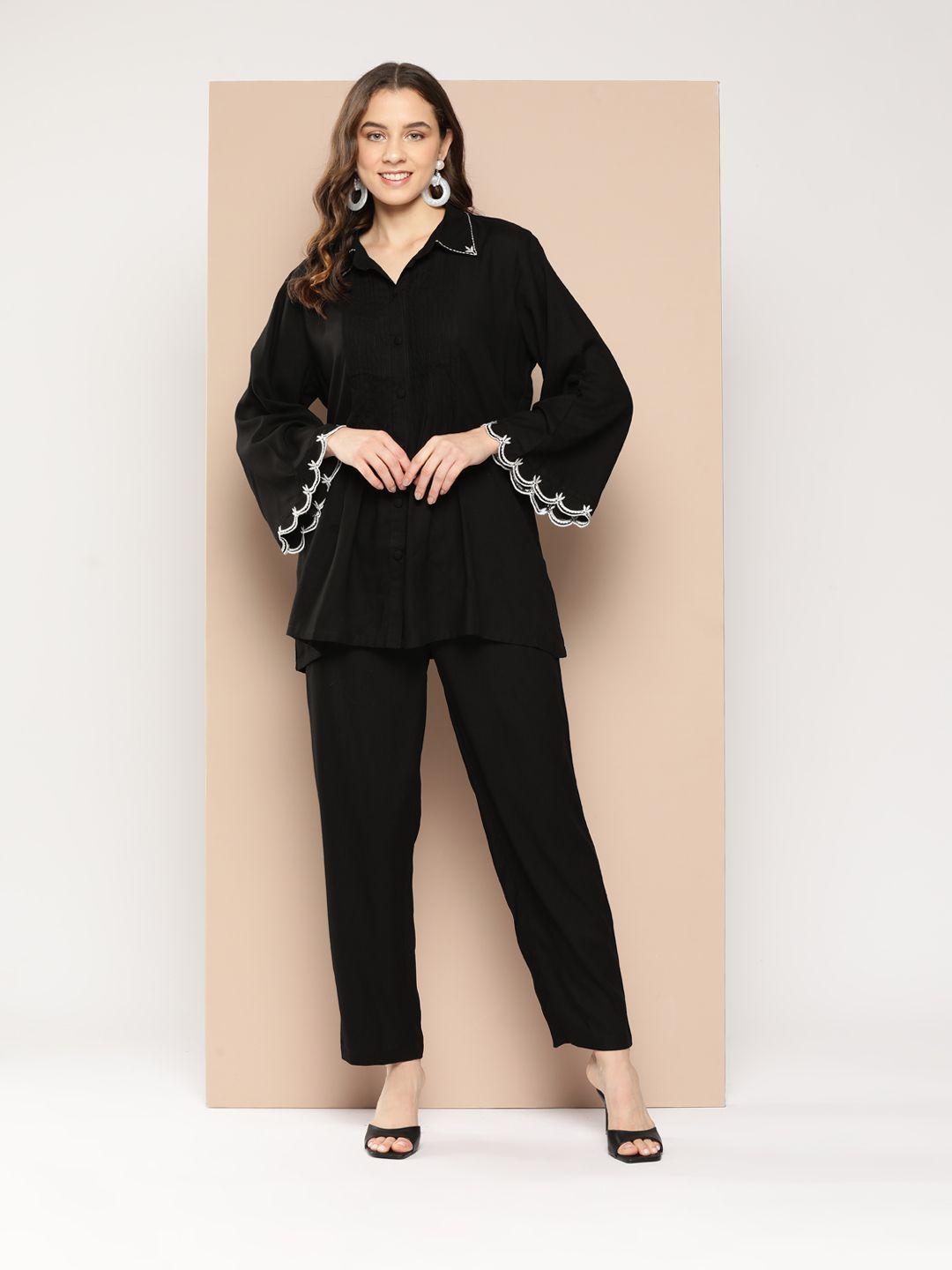 here&now women pleated ethnic tunic with trousers