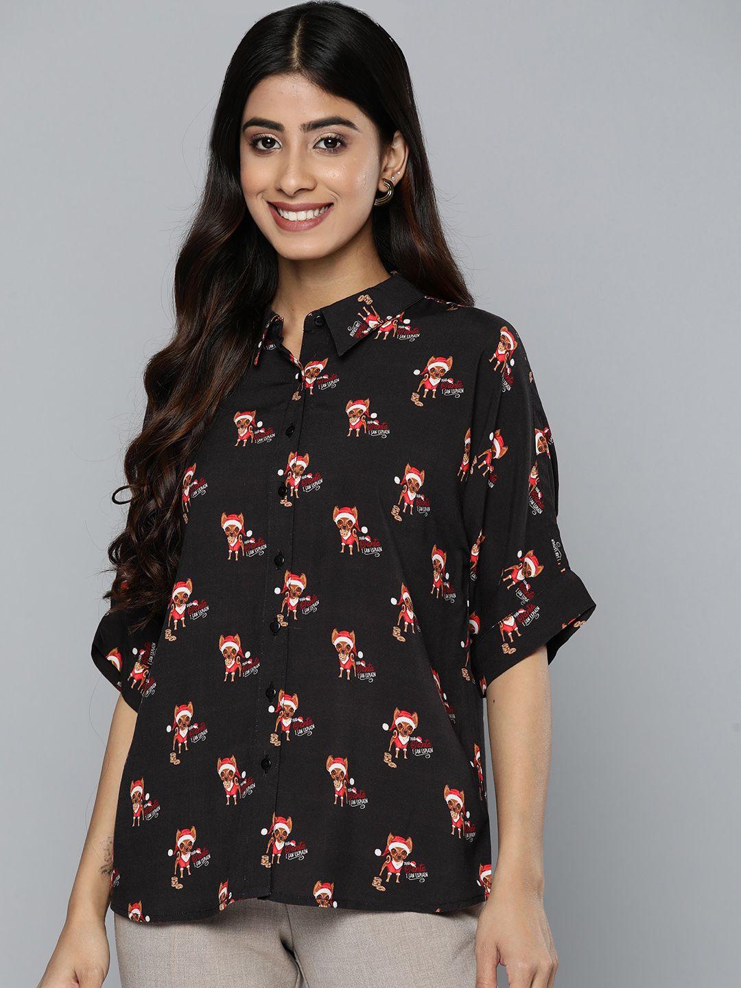 here&now women printed casual shirt