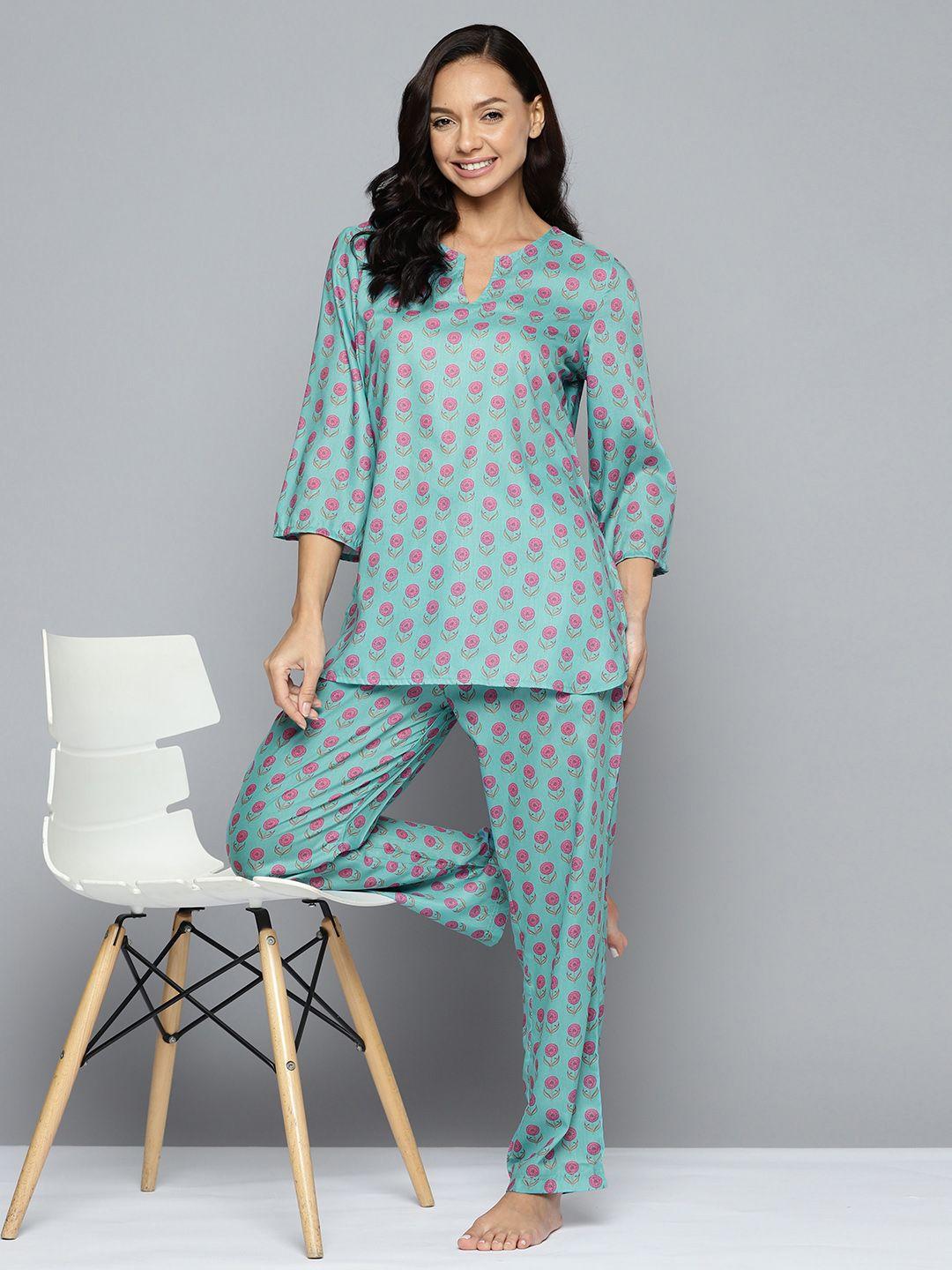 here&now women printed pyjama set