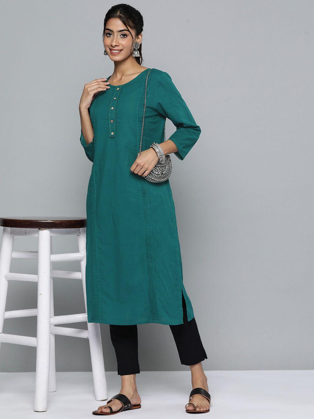 here&now women pure cotton pleated kurta