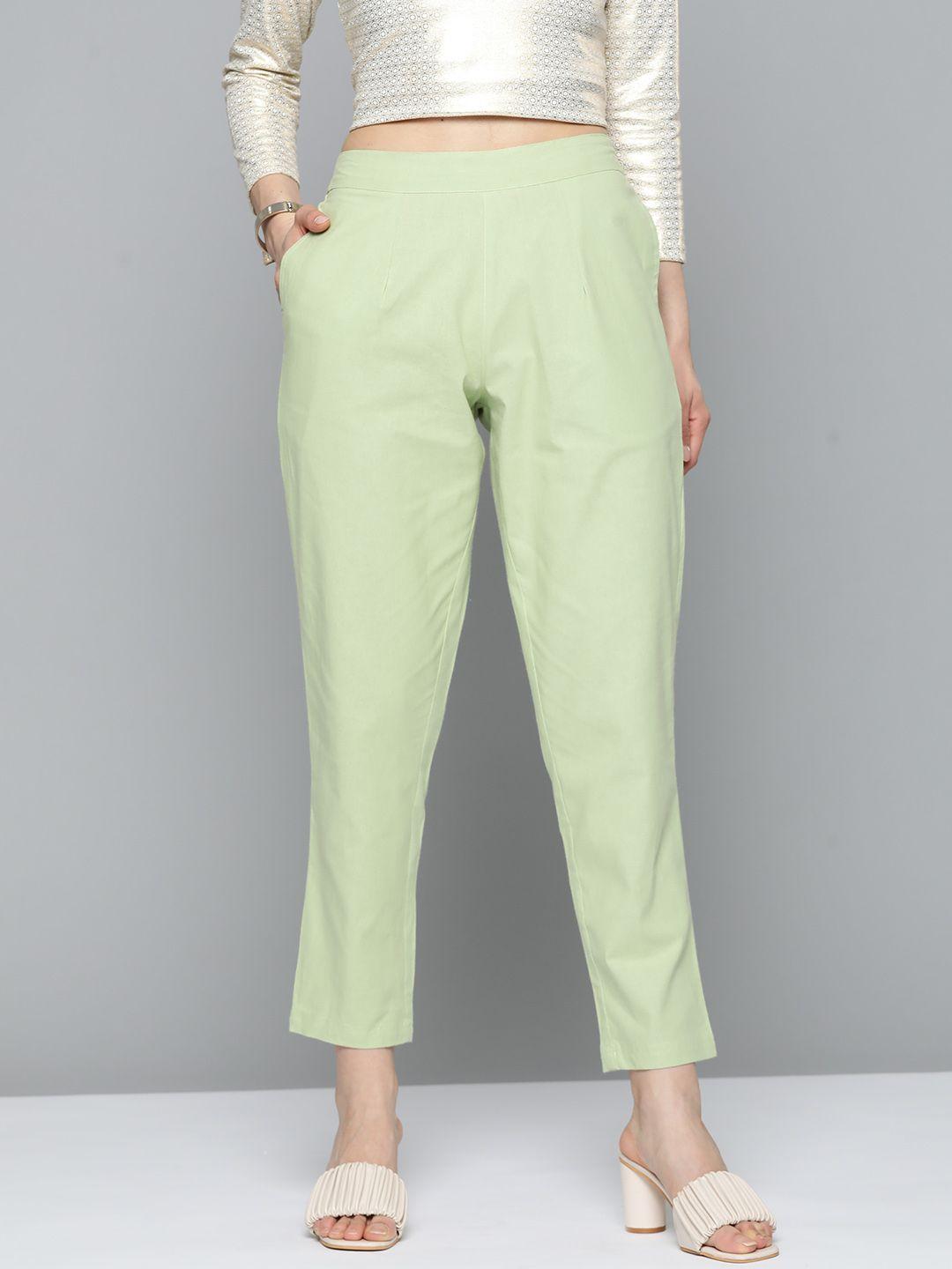 here&now women sea green pleated trousers