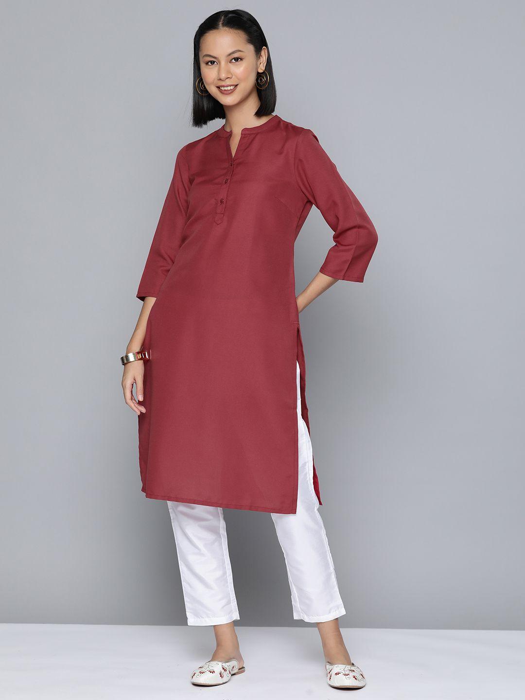 here&now women solid straight kurta