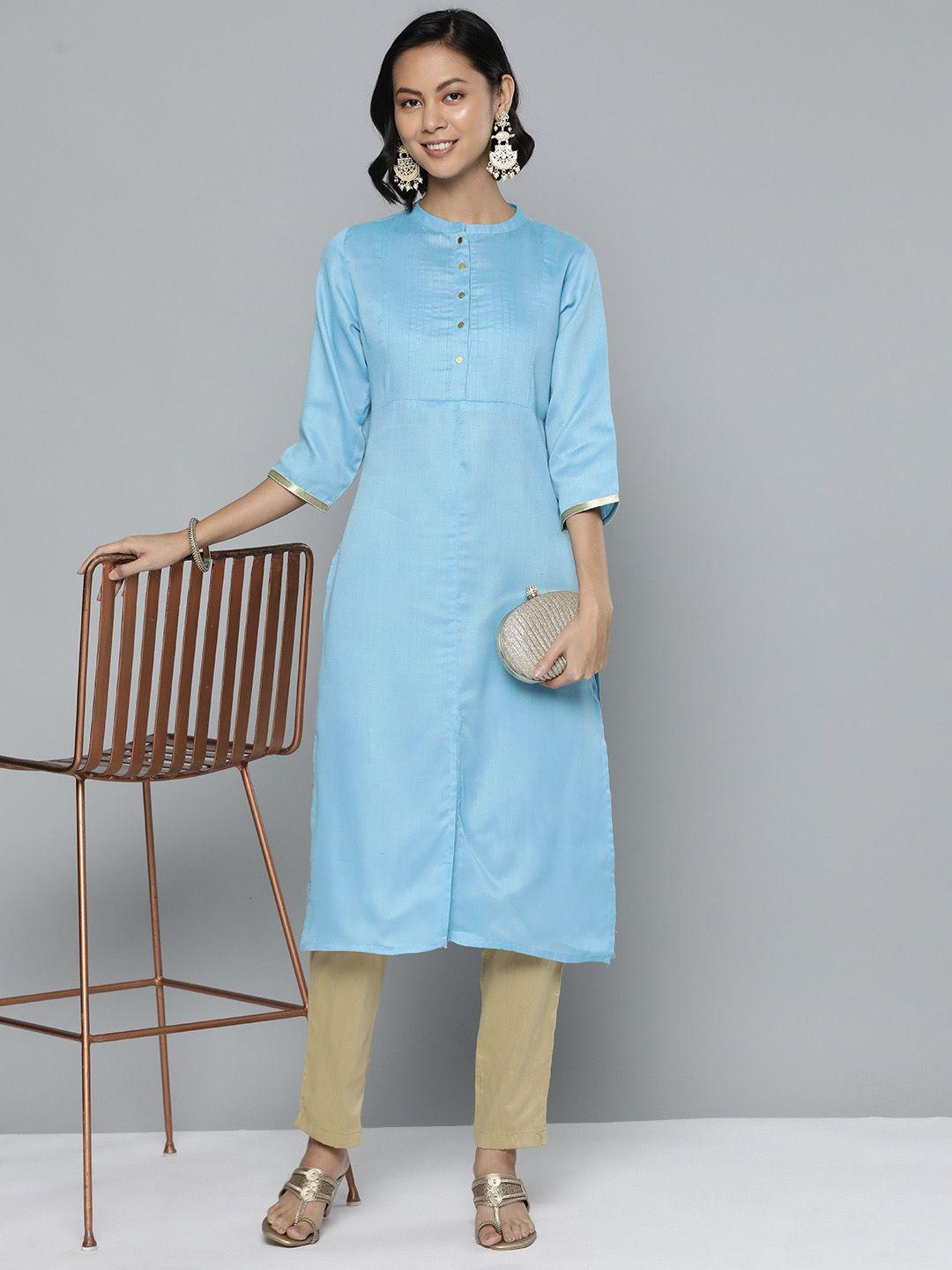 here&now women straight mandarin collar kurta