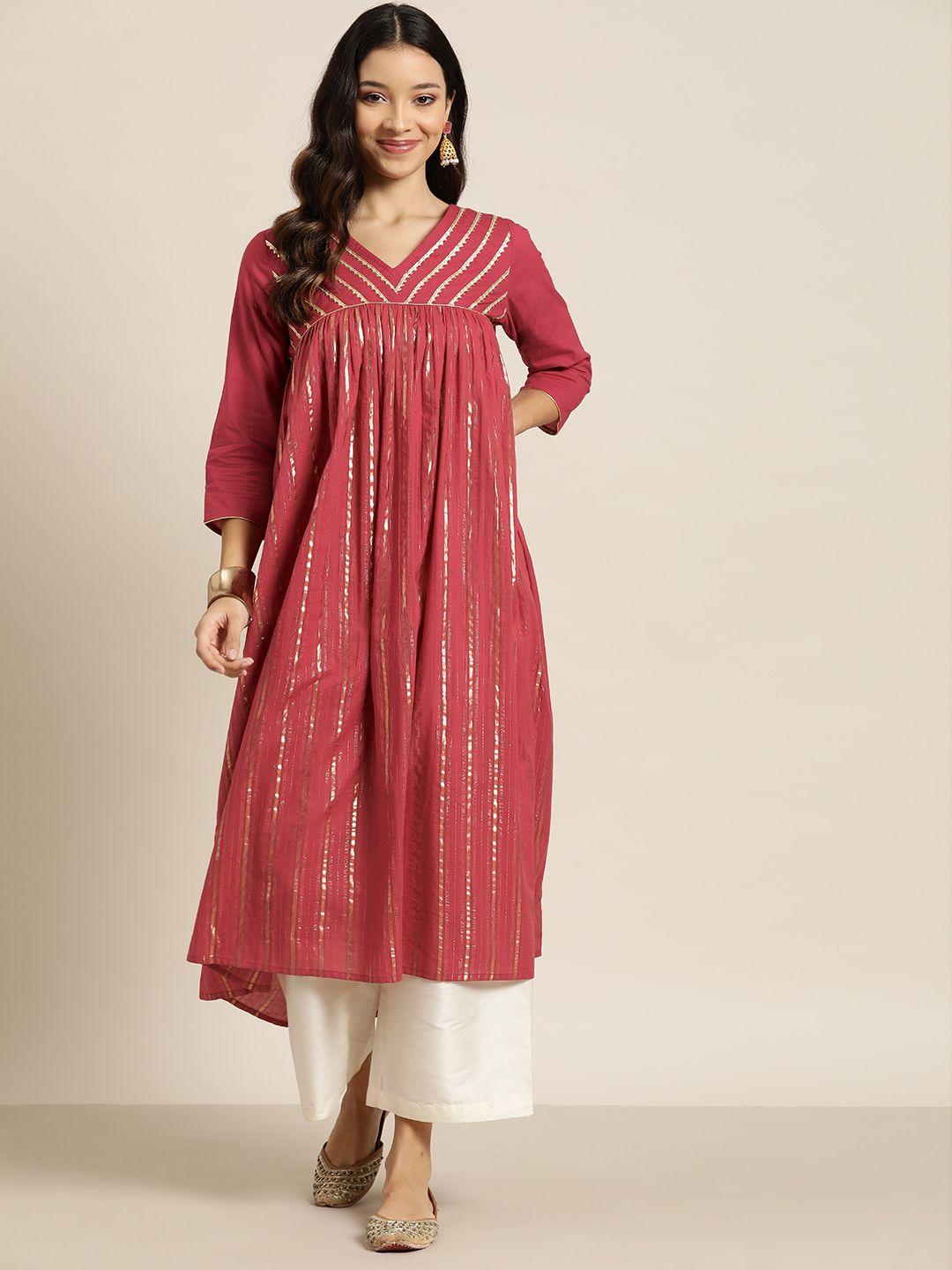 here&now women striped gotta patti empire kurta