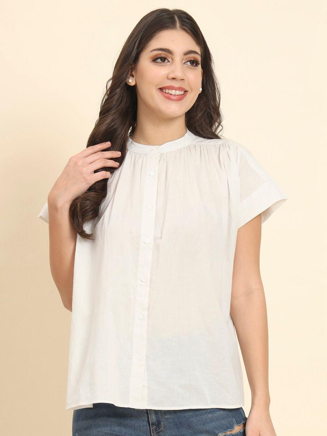 here&now women white boxy casual shirt