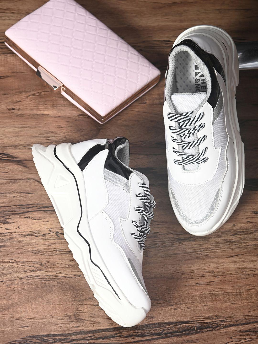 here&now women white colourblocked sneakers