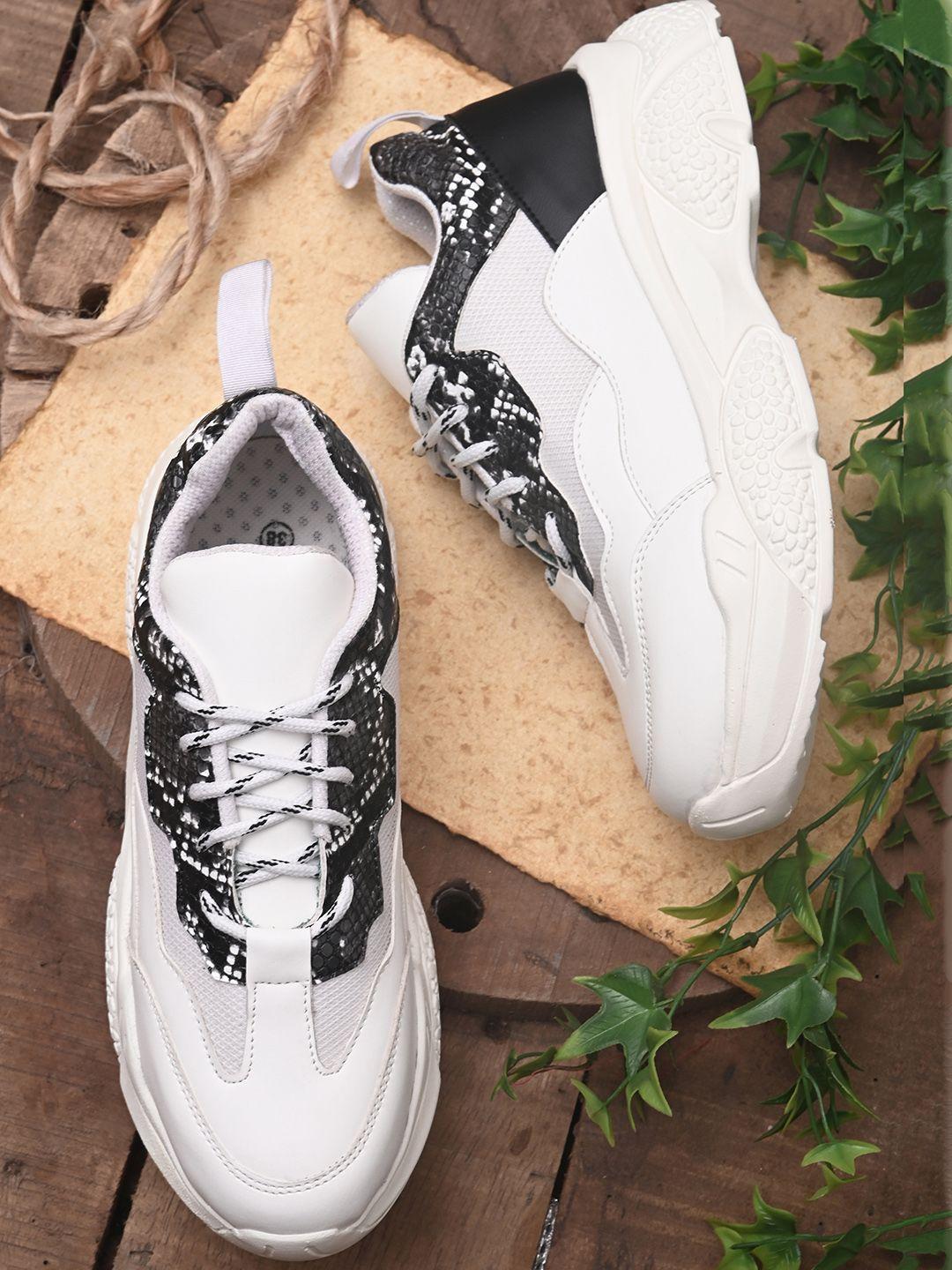 here&now women white colourblocked sneakers