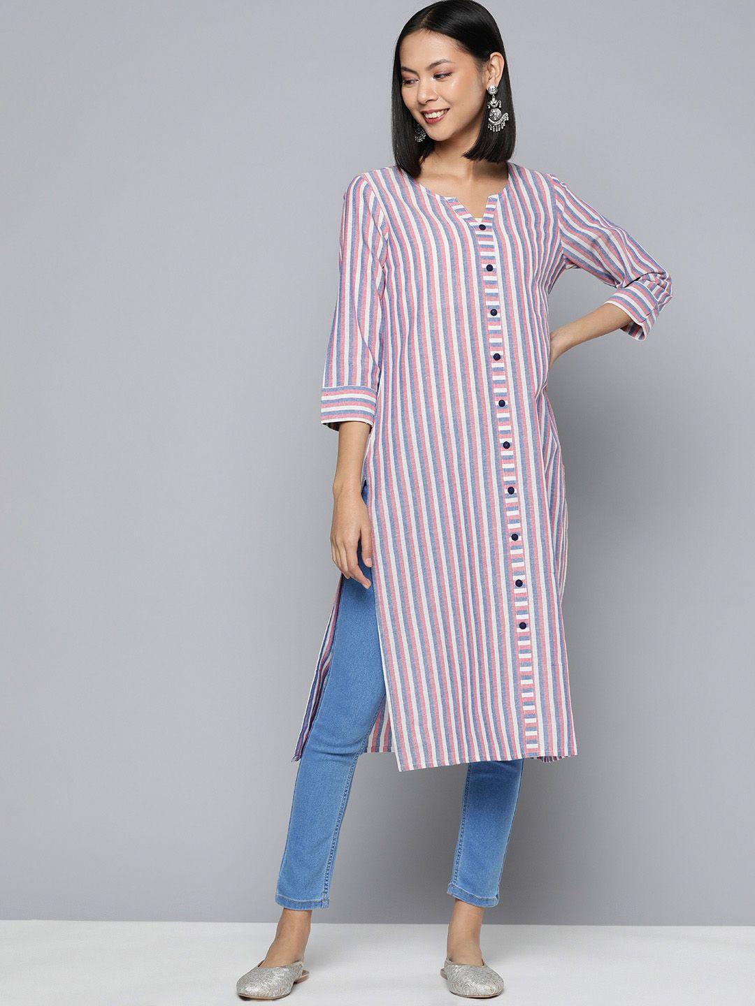 here&now women yarn dyed striped kurta