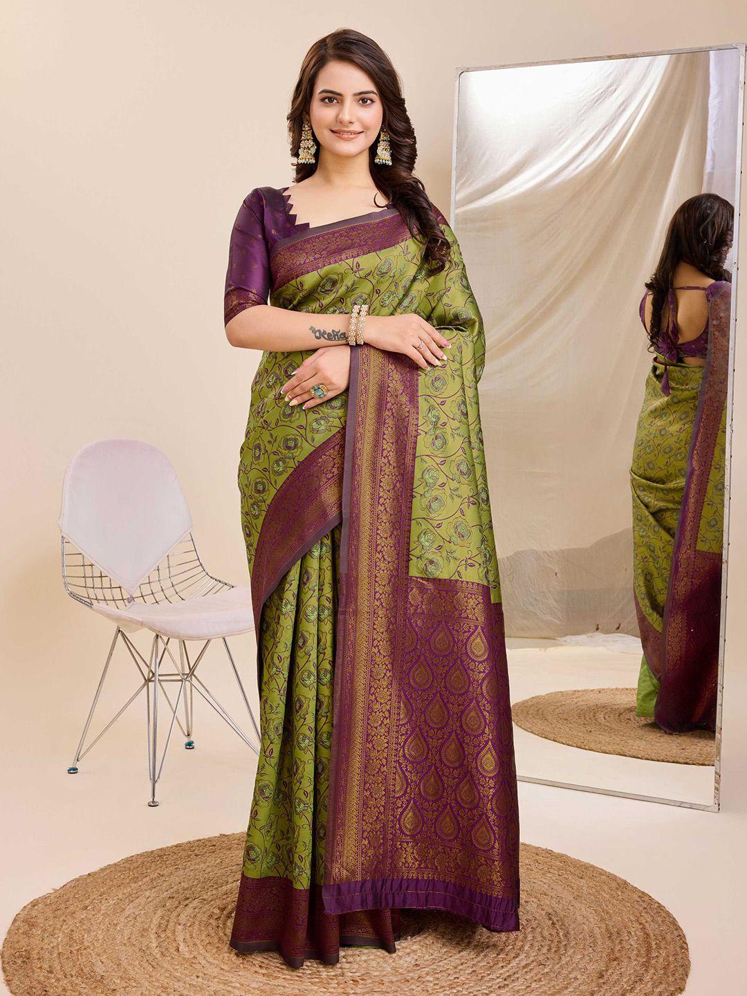 here&now woven design floral zari banarasi saree