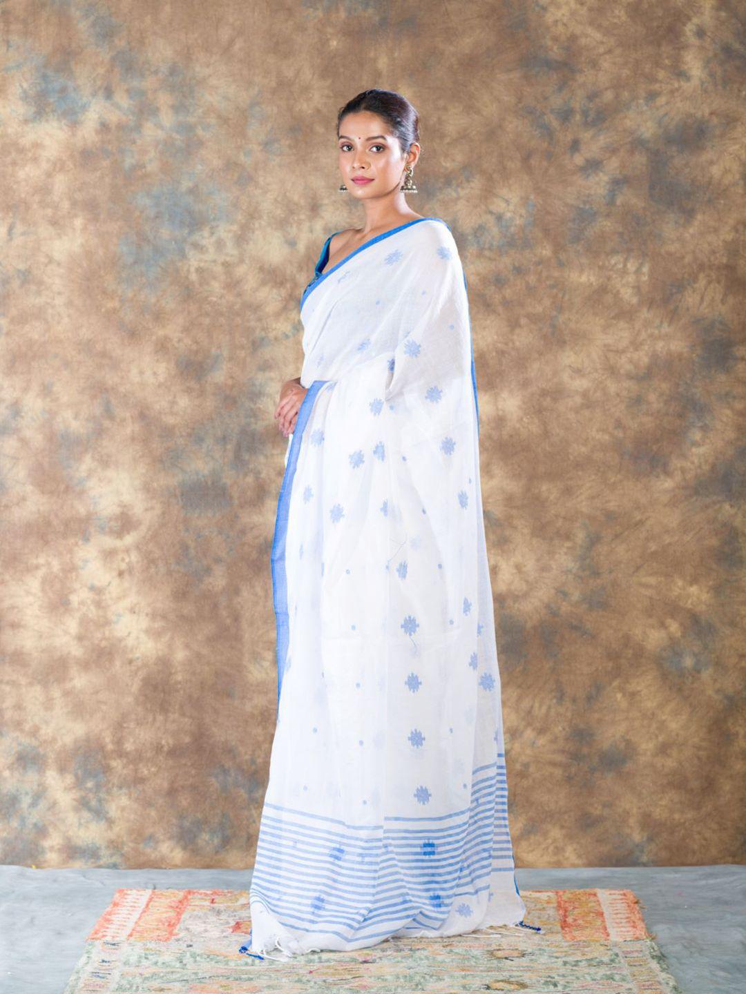 here&now woven design pure cotton khadi saree