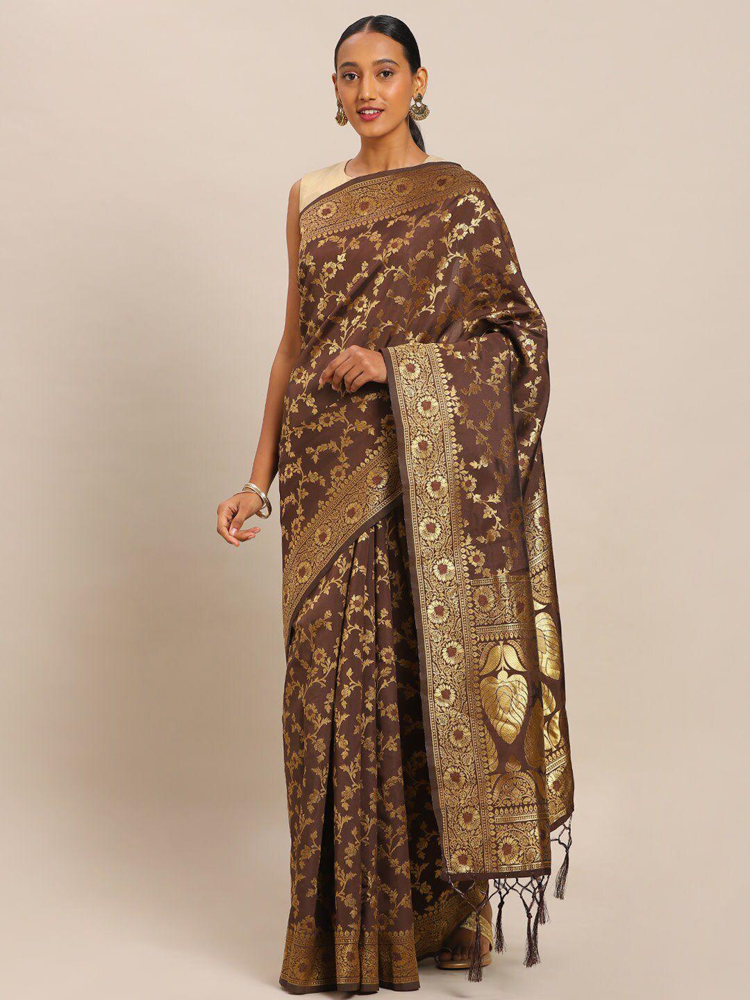 here&now woven design zari silk blend banarasi saree