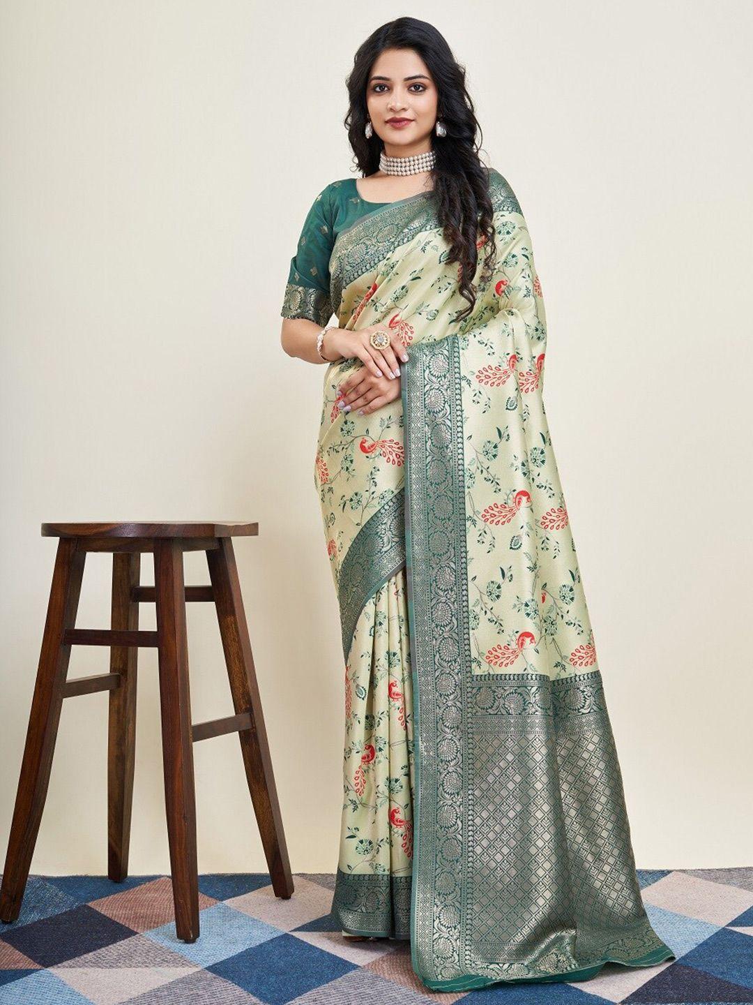 here&now woven design zari silk blend banarasi saree