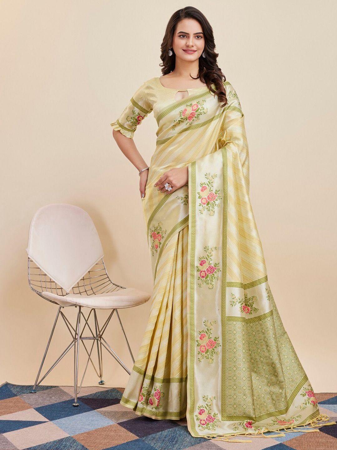 here&now woven design zari silk blend banarasi saree