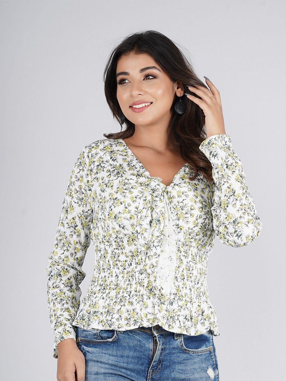 here&now yellow floral print top