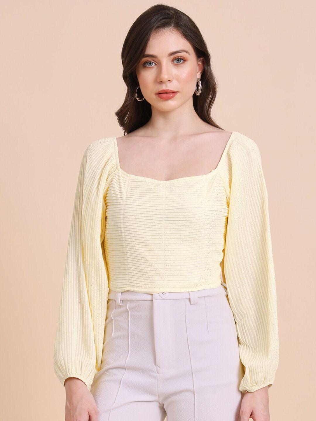 here&now yellow puff sleeve top