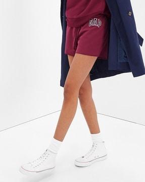 heritage logo embroidered shorts with drawstring waist