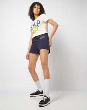 heritage logo printed mid-rise shorts