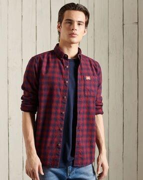 heritage lumberjack checked shirt with button-down collar