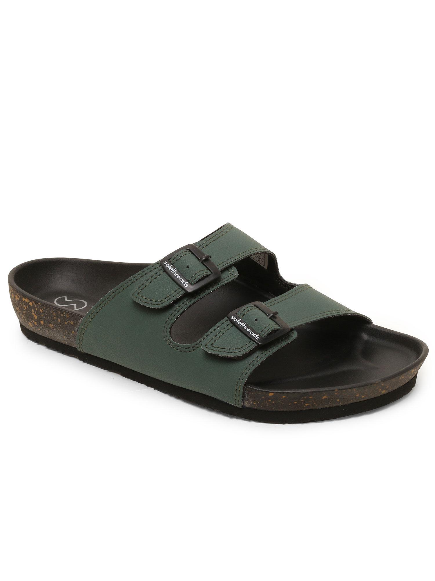 hermes olive solid mens slides