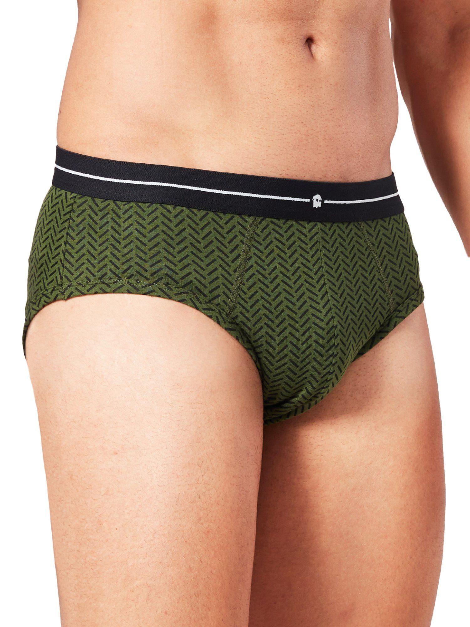 herringbone pattern briefs underwear for mens olive