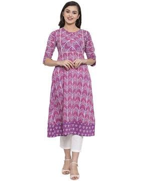 herringbone print  a-line kurta