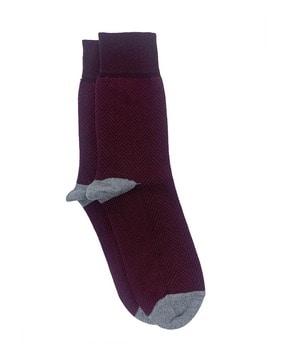 herringbone print mid-calf length socks