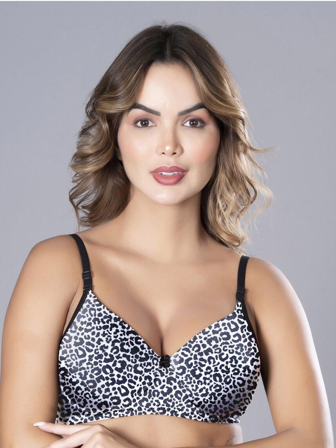 herryqeal animal printed full coverage lightly padded everyday bra with all day comfort