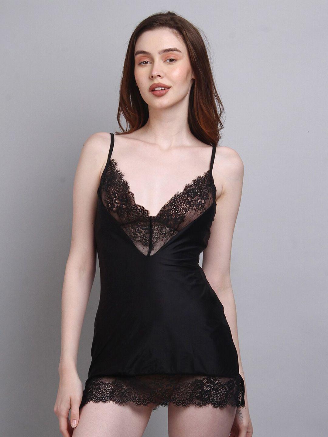 herryqeal shoulder straps sheer lace baby doll