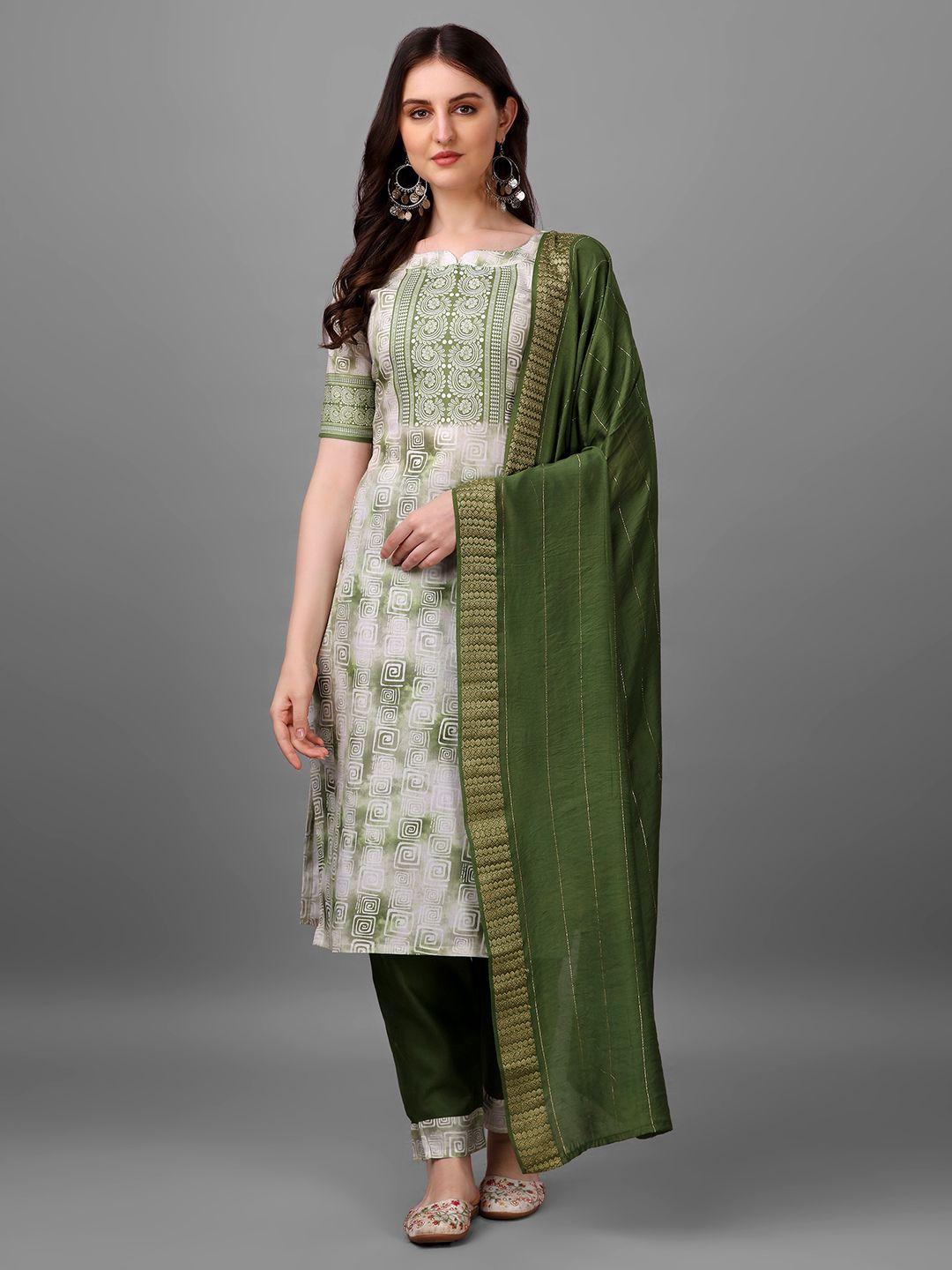 hetvi creation printed regular kurta with trousers & dupatta