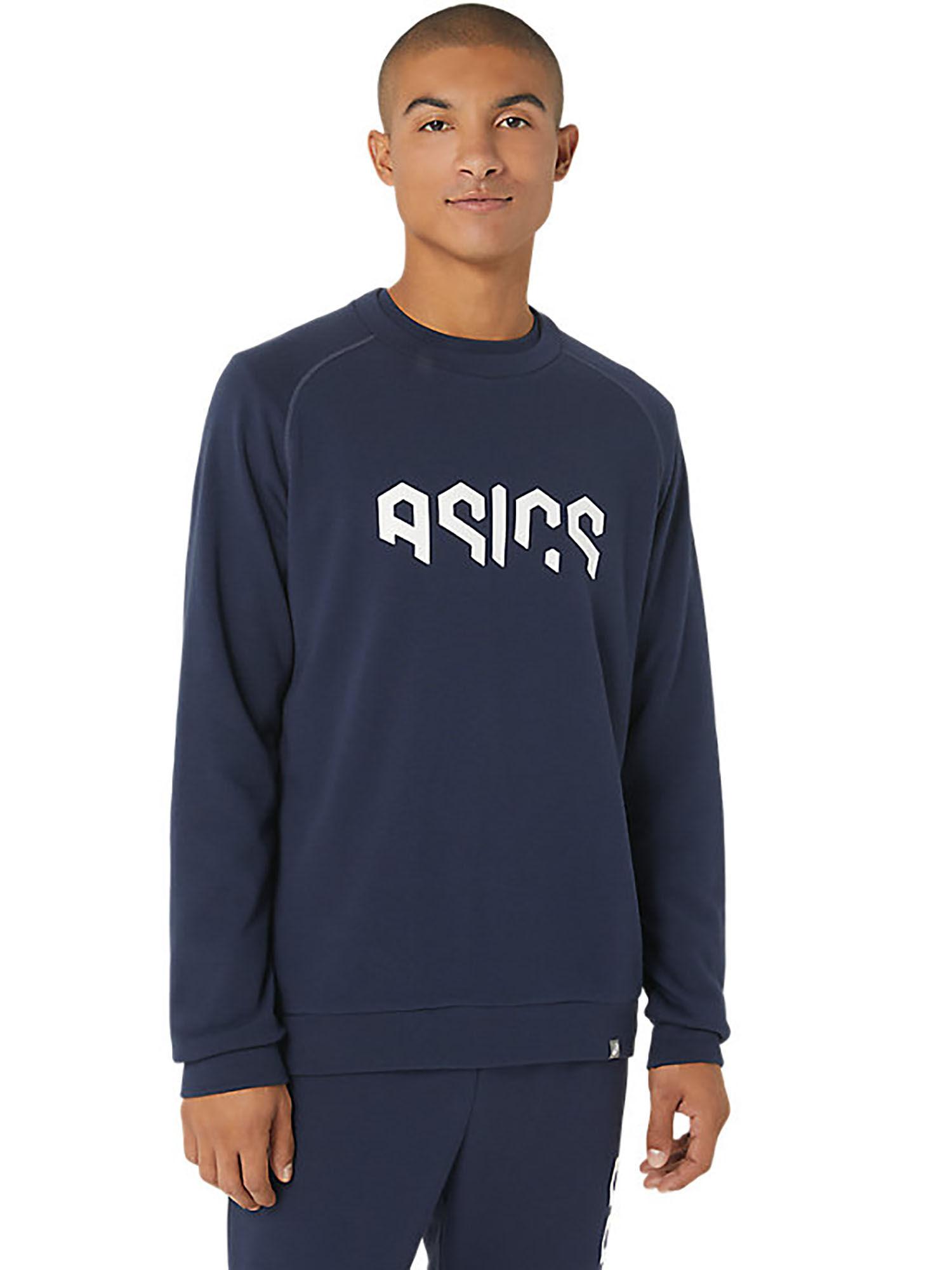 hex graphic french terry crew blue mens sweatshirt