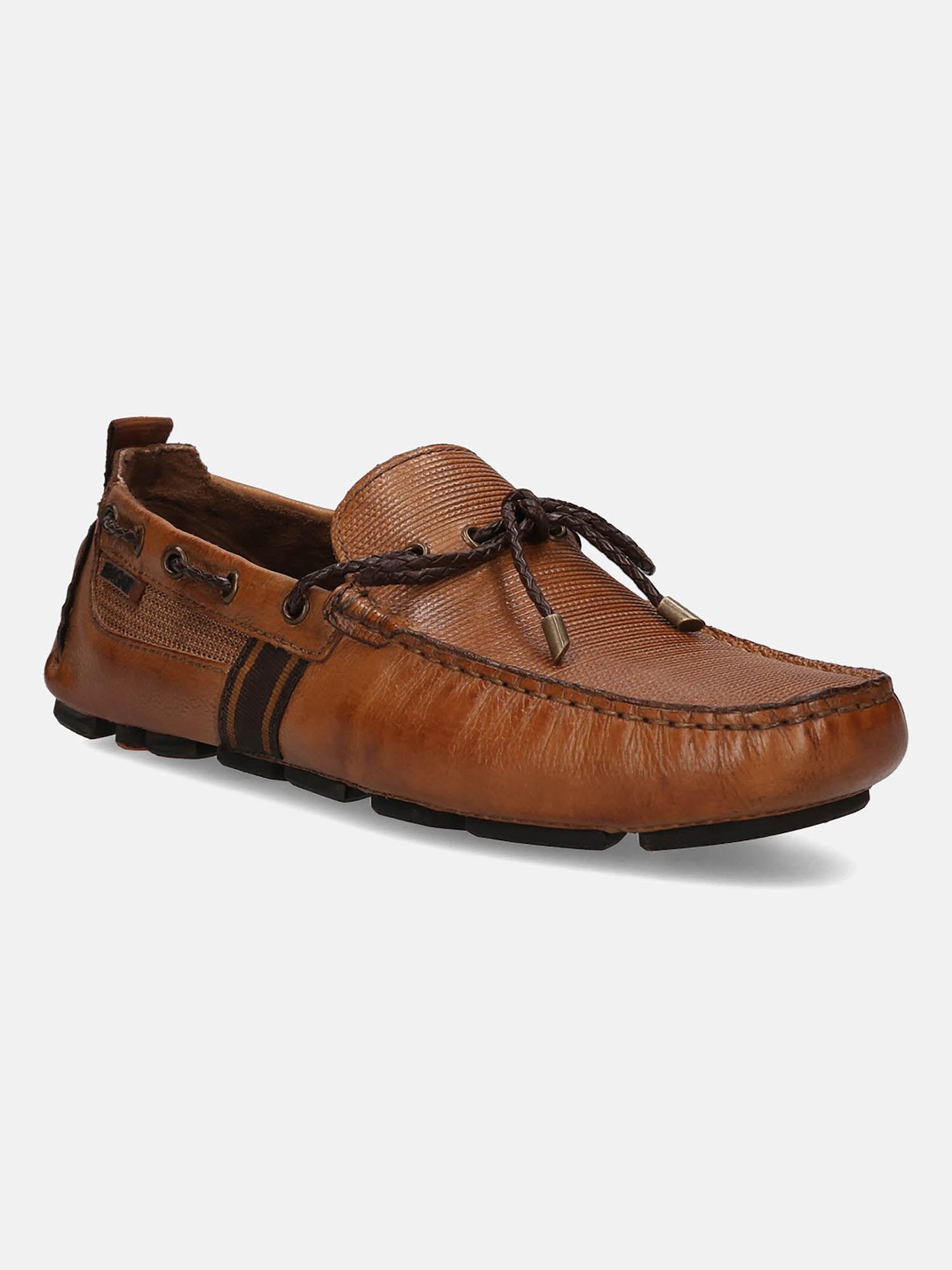 hexa men cognac leather casual loafers lace-upss