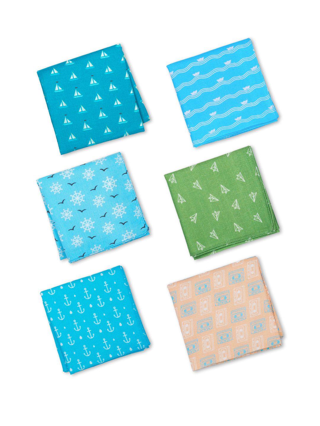 hexafun men pack of 6 printed pure organic cotton handkerchief