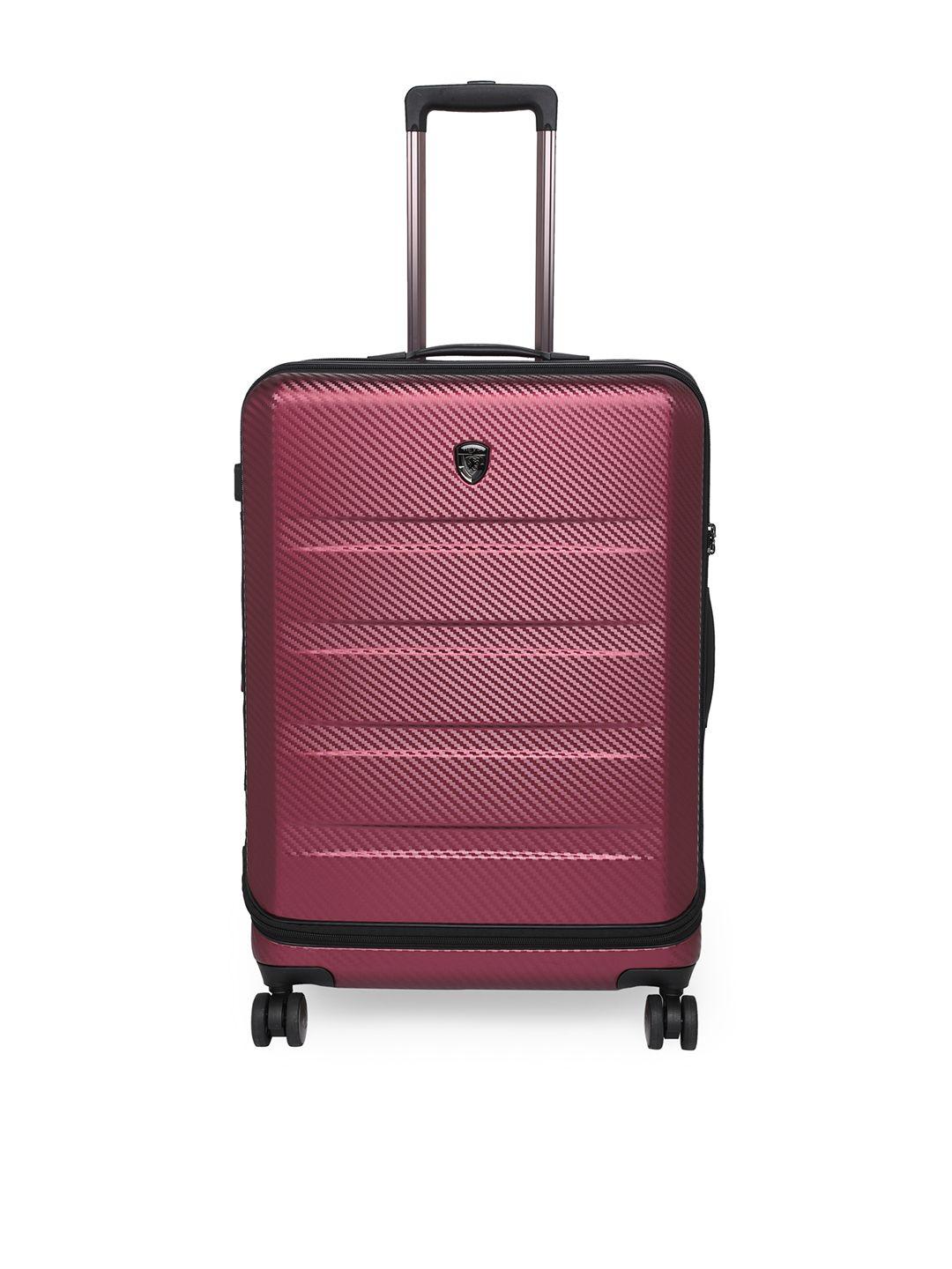 heys burgundy textured hard-sided medium trolley suitcase