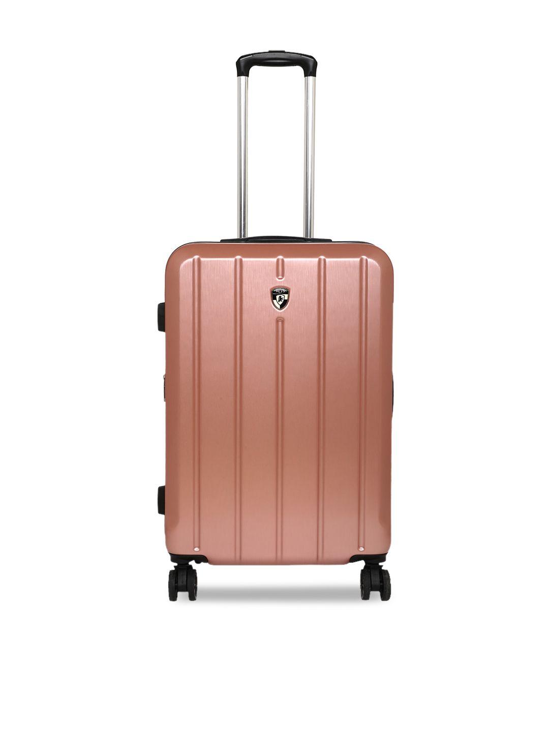 heys rose gold- toned solid hard-sided cabin trolley suitcase