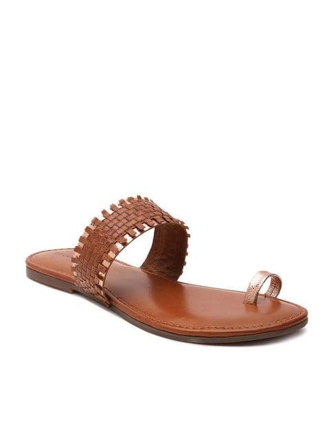 hf journey women's ethno tan toe ring sandals