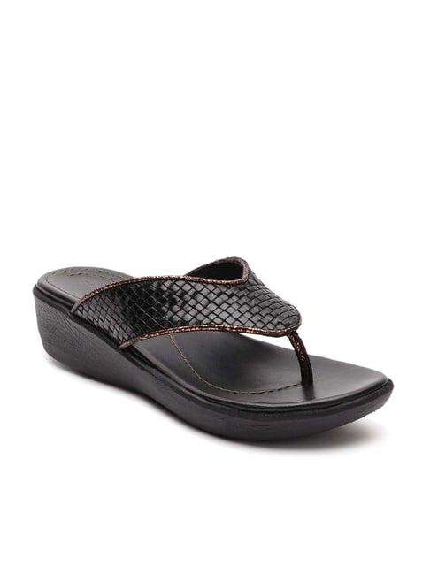 hf journey women's mary black thong wedges