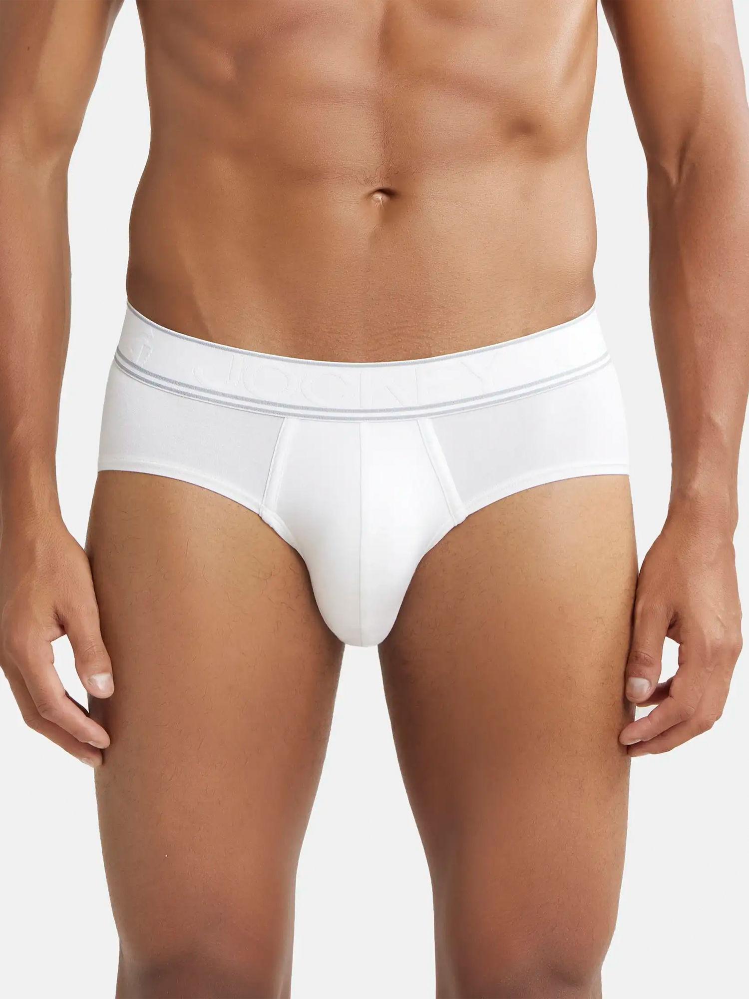 hg15 men modal stretch solid brief with stay fresh properties - white