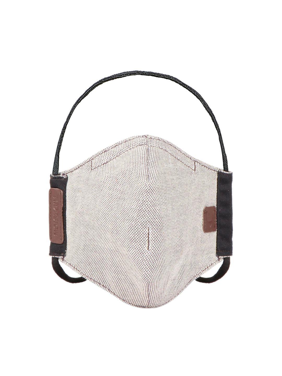 hidesign brown & white solid 1ply outdoor cloth mask
