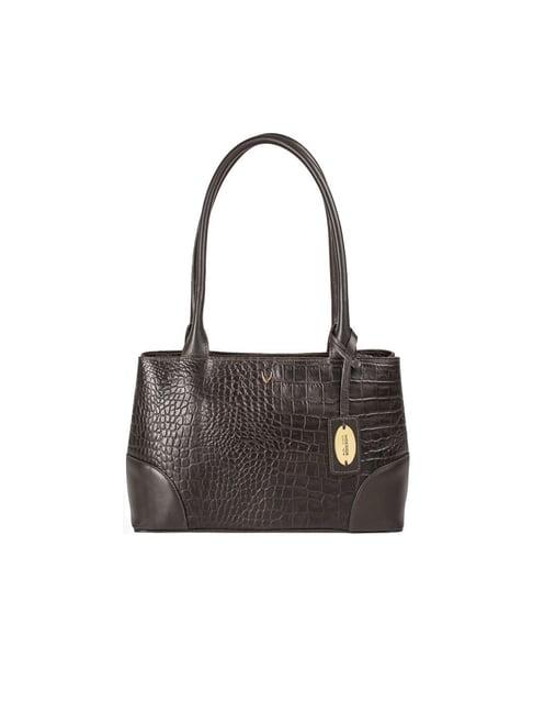 hidesign brown textured medium tote handbag