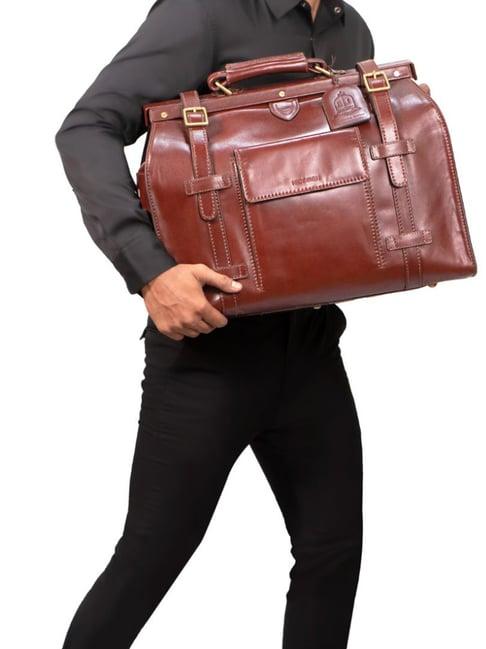 hidesign ei sustain 02 brown leather solid duffle bag